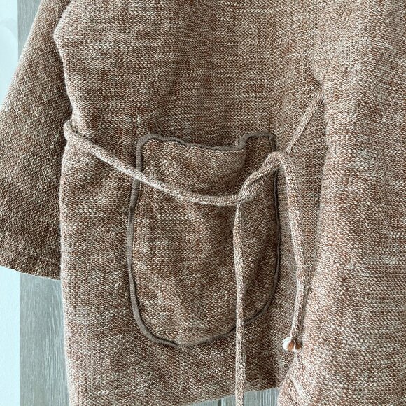 100% Solid Linen Cotton,Quilted Versatile Mild Winter/Autumn Coat, OS, Khaki - Picture 8 of 12